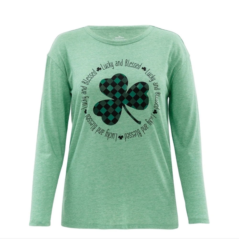 St. Patrick’s Women's Graphic T-Shirt with Long Sleeves - Green XL (16-18) NEW